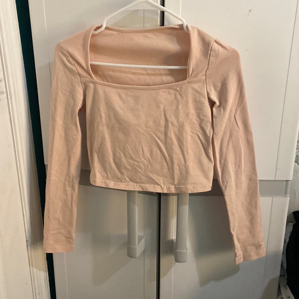 Cream color long sleeve crop top